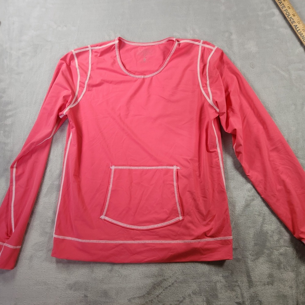 ATHLETA Women's Athletic Top Long Sleeve Pink Front‎ Pocket Sz Medium